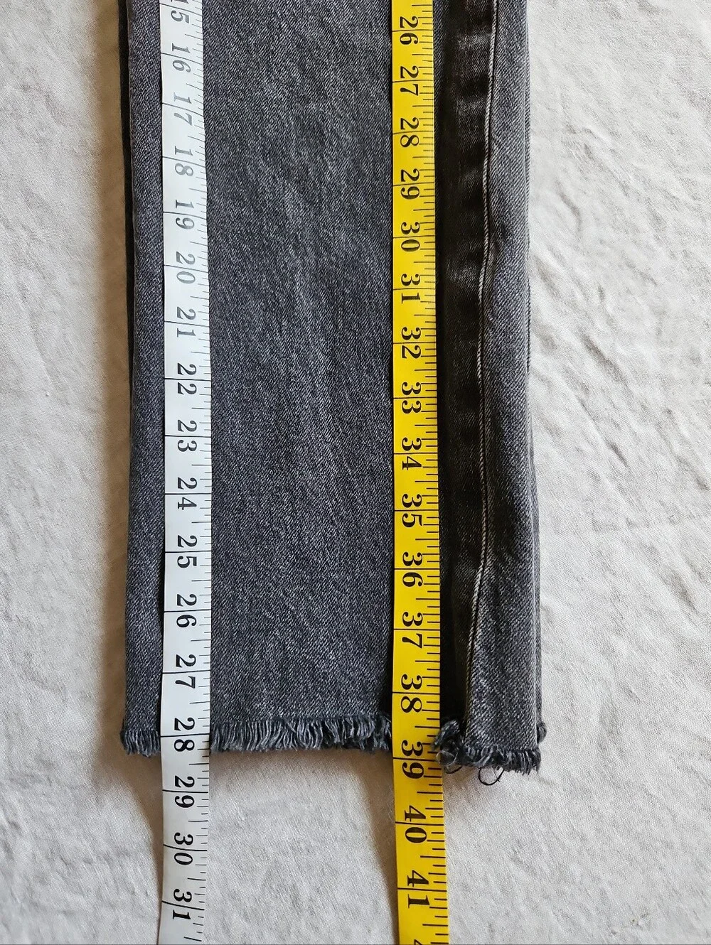 Levi's 501 Charcoal Gray Washed Straight Jeans Raw Hem Button Fly Size 29X30